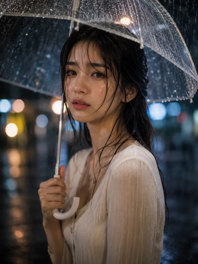 romantic Korean drama style portrait of a girl