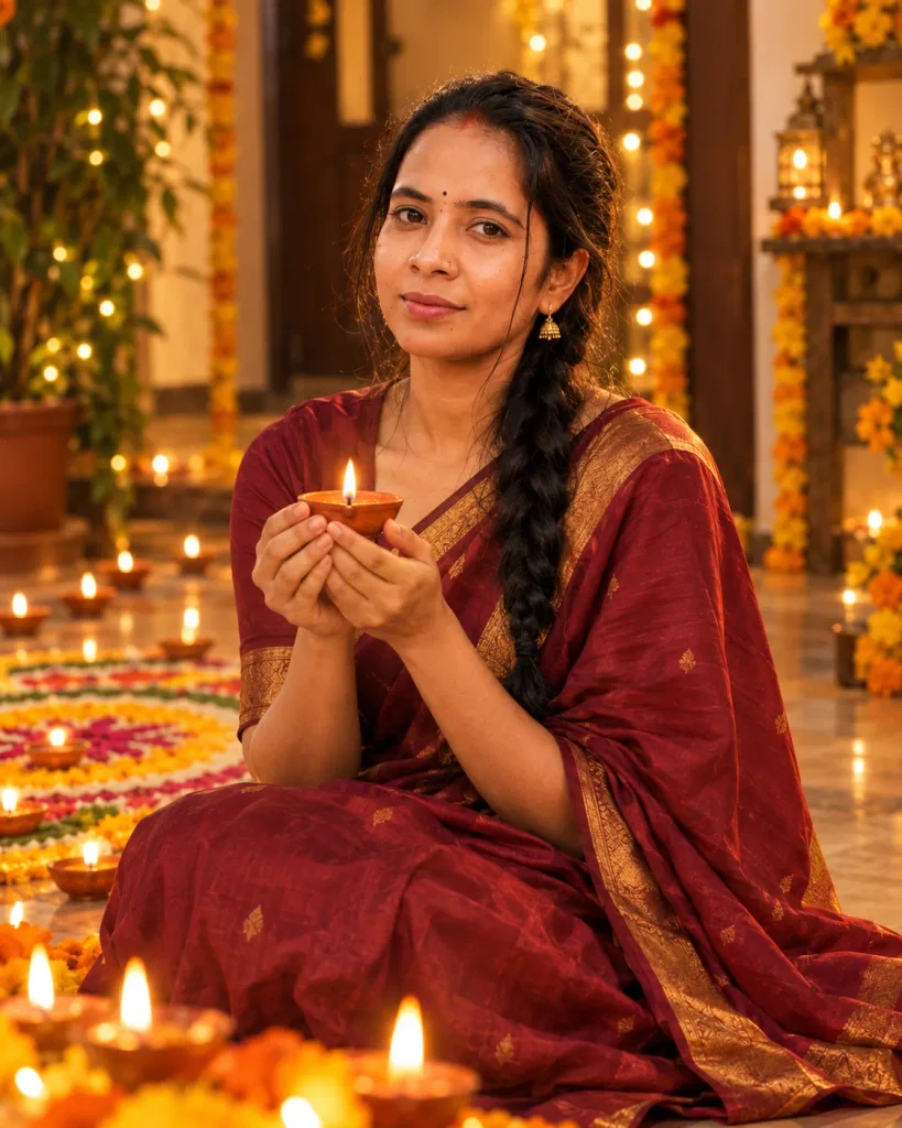 Diwali Diya Portrait for Girls