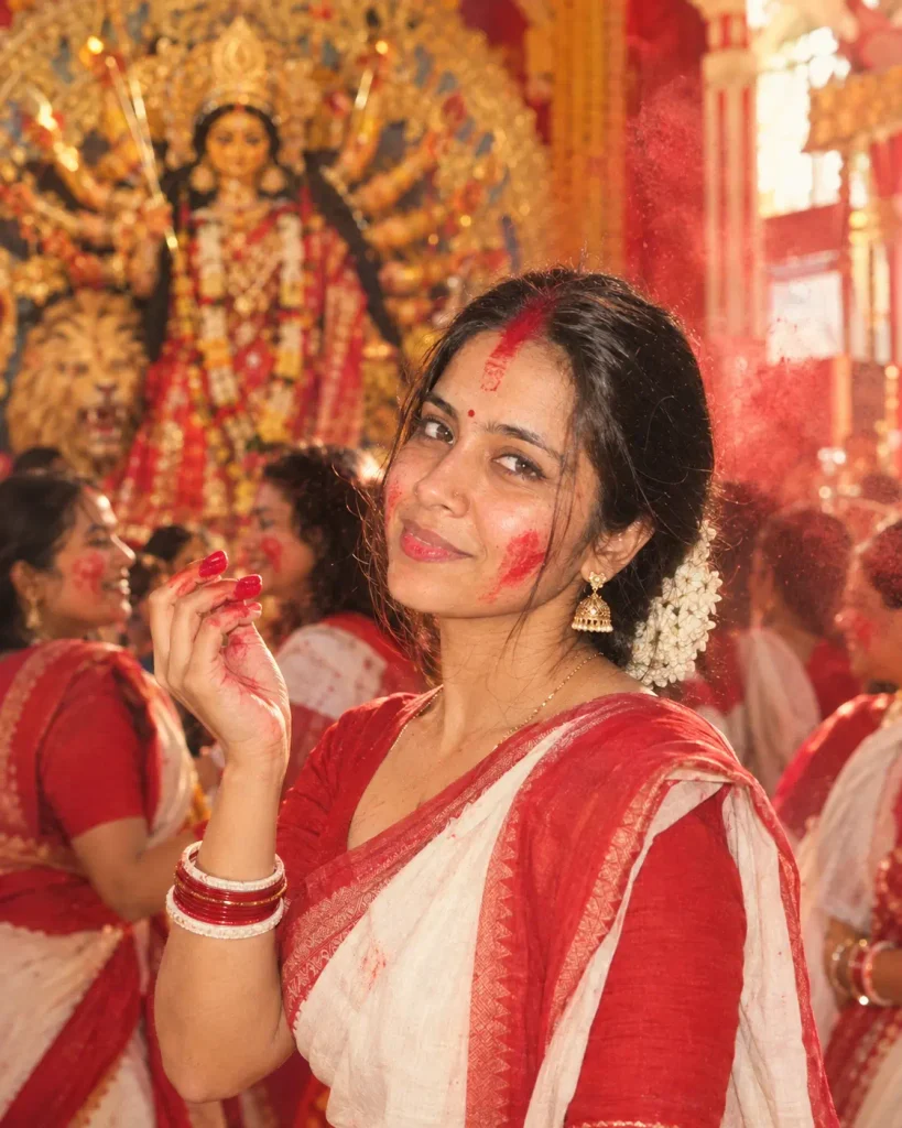Sindoor Khela Portrait for Girls